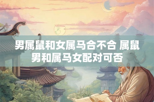 男属鼠和女属马合不合 属鼠男和属马女配对可否
