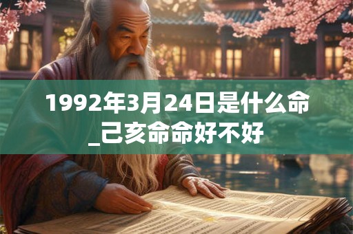 1992年3月24日是什么命_己亥命命好不好
