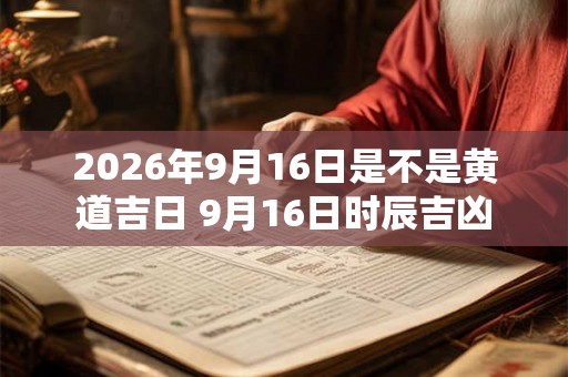 2026年9月16日是不是黄道吉日 9月16日时辰吉凶