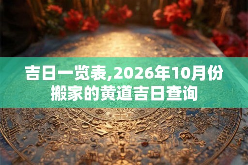 吉日一览表,2026年10月份搬家的黄道吉日查询
