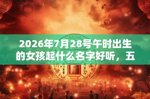 2026年7月28号午时出生的女孩起什么名字好听，五行是什么？