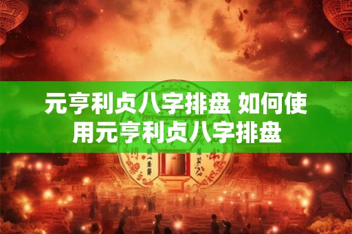 元亨利贞八字排盘 如何使用元亨利贞八字排盘