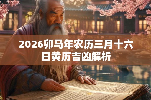 2026卯马年农历三月十六日黄历吉凶解析