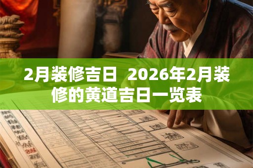 2月装修吉日  2026年2月装修的黄道吉日一览表