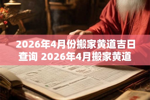 2026年4月份搬家黄道吉日查询 2026年4月搬家黄道吉日查询