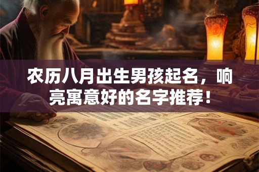 农历八月出生男孩起名,响亮寓意好的名字推荐! 农历八月出生男孩起名,响亮寓意好的名字推荐!