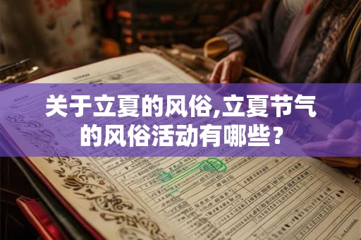 关于立夏的风俗,立夏节气的风俗活动有哪些？