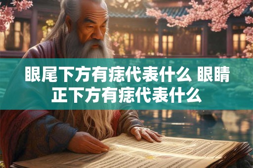 眼尾下方有痣代表什么 眼睛正下方有痣代表什么