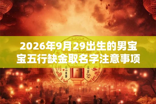 2026年9月29出生的男宝宝五行缺金取名字注意事项