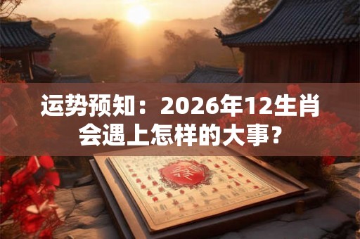 运势预知：2026年12生肖会遇上怎样的大事？