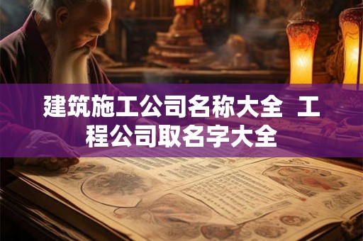 建筑施工公司名称大全  工程公司取名字大全