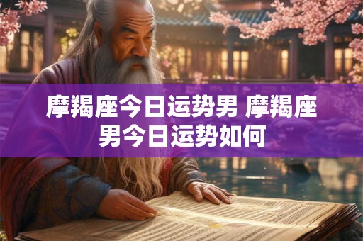 摩羯座今日运势男 摩羯座男今日运势如何