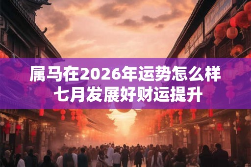 属马在2026年运势怎么样 七月发展好财运提升