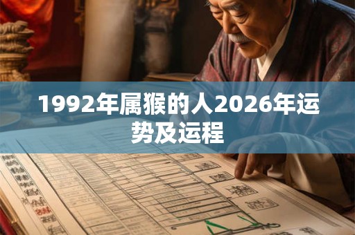1992年属猴的人2026年运势及运程