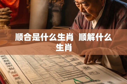 顺合是什么生肖  顺解什么生肖
