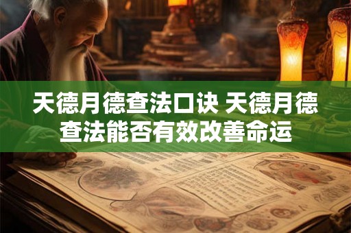 天德月德查法口诀 天德月德查法能否有效改善命运