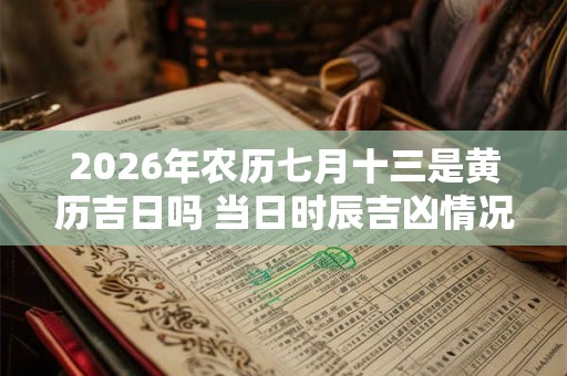 2026年农历七月十三是黄历吉日吗 当日时辰吉凶情况