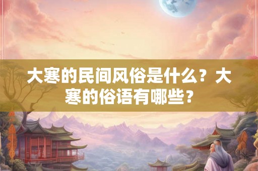 大寒的民间风俗是什么？大寒的俗语有哪些？