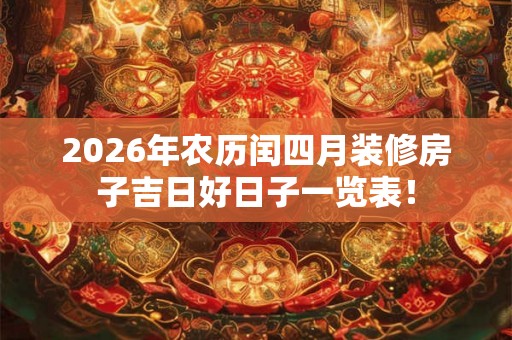 2026年农历闰四月装修房子吉日好日子一览表! 2026年农历闰四月装修房子吉日好日子一览表!