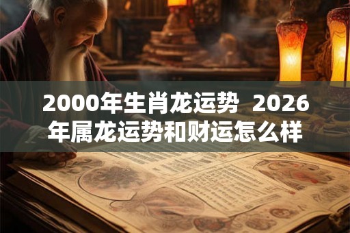2000年生肖龙运势  2026年属龙运势和财运怎么样