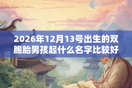 2026年12月13号出生的双胞胎男孩起什么名字比较好，五行属什么