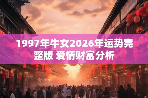 1997年牛女2026年运势完整版 爱情财富分析