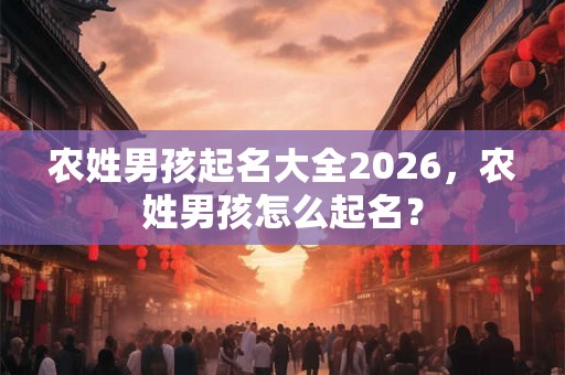 农姓男孩起名大全2026，农姓男孩怎么起名？