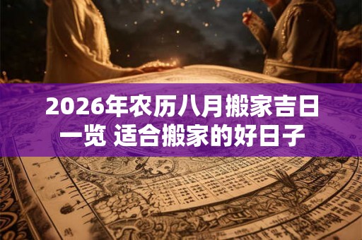 2026年农历八月搬家吉日一览 适合搬家的好日子