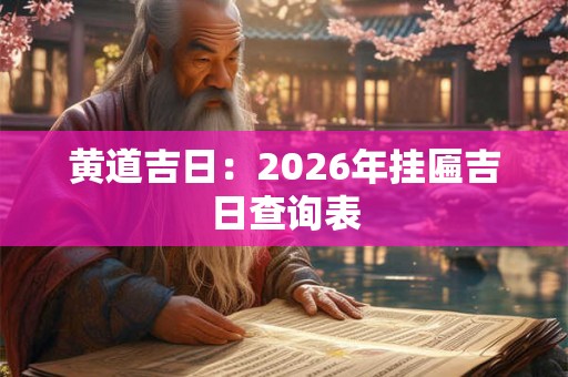 黄道吉日：2026年挂匾吉日查询表