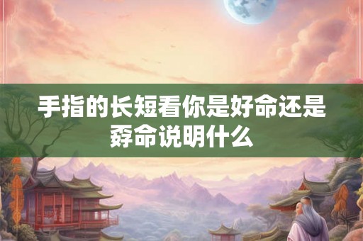 手指的长短看你是好命还是孬命说明什么
