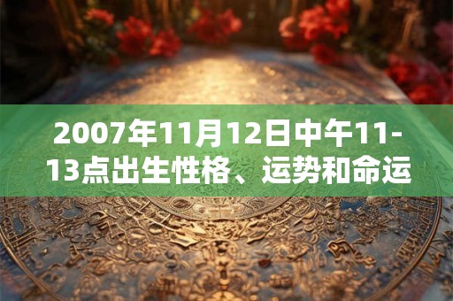 2007年11月12日中午11-13点出生性格、运势和命运
