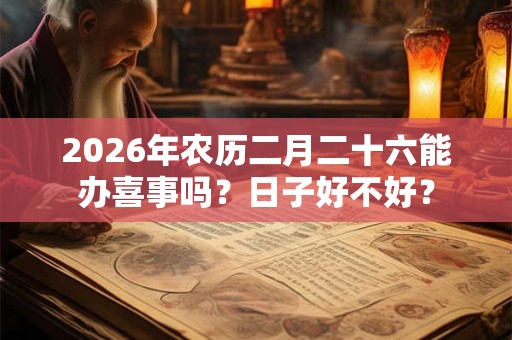 2026年农历二月二十六能办喜事吗？日子好不好？