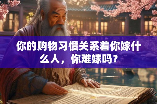 你的购物习惯关系着你嫁什么人，你难嫁吗？