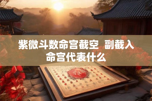 紫微斗数命宫截空  副截入命宫代表什么