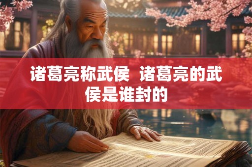 诸葛亮称武侯 诸葛亮的武侯是谁封的 诸葛亮称武侯 诸葛亮的武侯是谁封的