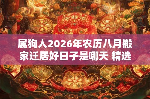 属狗人2026年农历八月搬家迁居好日子是哪天 精选5天上等搬迁吉日