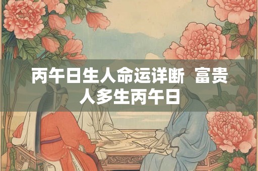 丙午日生人命运详断  富贵人多生丙午日