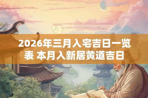 2026年三月入宅吉日一览表 本月入新居黄道吉日