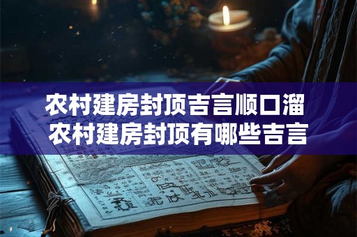 农村建房封顶吉言顺口溜 农村建房封顶有哪些吉言 农村建房封顶吉言顺口溜 农村建房封顶有哪些吉言