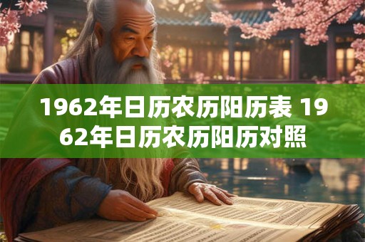 1962年日历农历阳历表 1962年日历农历阳历对照
