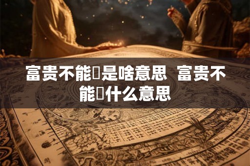富贵不能婬是啥意思  富贵不能婬什么意思