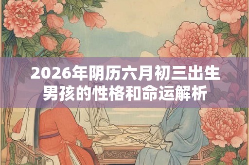2026年阴历六月初三出生男孩的性格和命运解析
