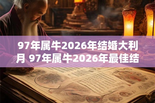 97年属牛2026年结婚大利月 97年属牛2026年最佳结婚月是哪个 97年属牛2026年结婚大利月 97年属牛2026年最佳结婚月是哪个