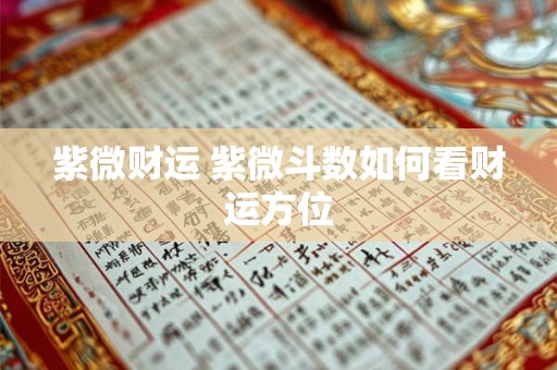 紫微财运 紫微斗数如何看财运方位 紫微财运 紫微斗数如何看财运方位