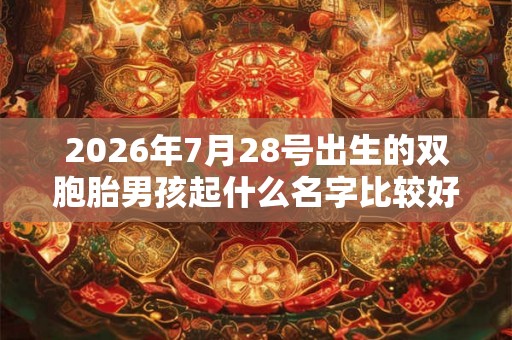 2026年7月28号出生的双胞胎男孩起什么名字比较好，五行属什么