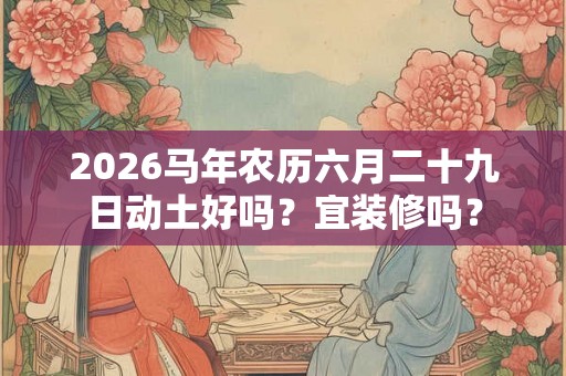2026马年农历六月二十九日动土好吗？宜装修吗？