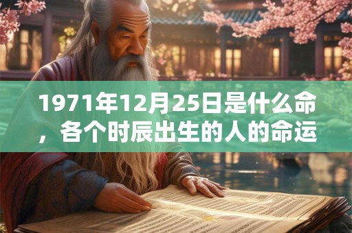 1971年12月25日是什么命，各个时辰出生的人的命运