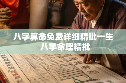 八字算命免费详细精批一生  八字命理精批