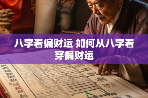 八字看偏财运 如何从八字看穿偏财运 八字看偏财运 如何从八字看穿偏财运