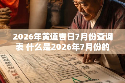 2026年黄道吉日7月份查询表 什么是2026年7月份的黄道吉日